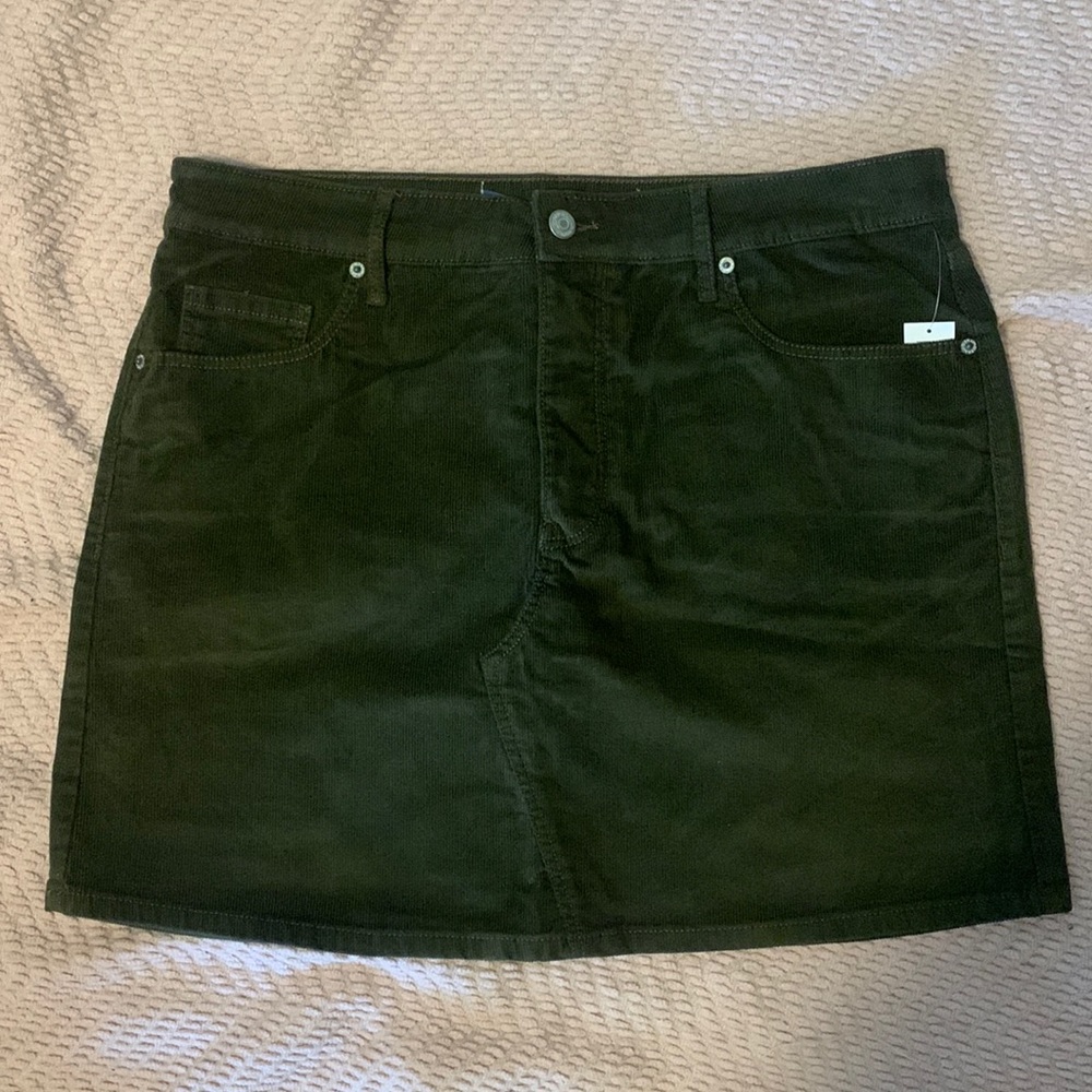 Corduroy Army Green Skirt